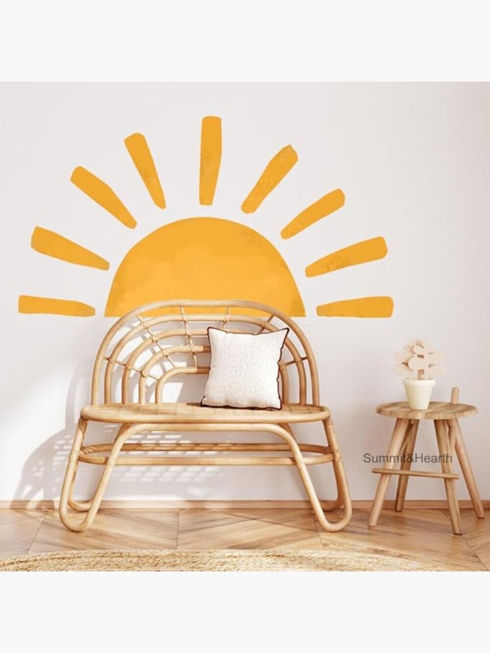 Vinyl Wall Decal Half Sun Design Nursery Decor 50x90cm Reusable Sticker